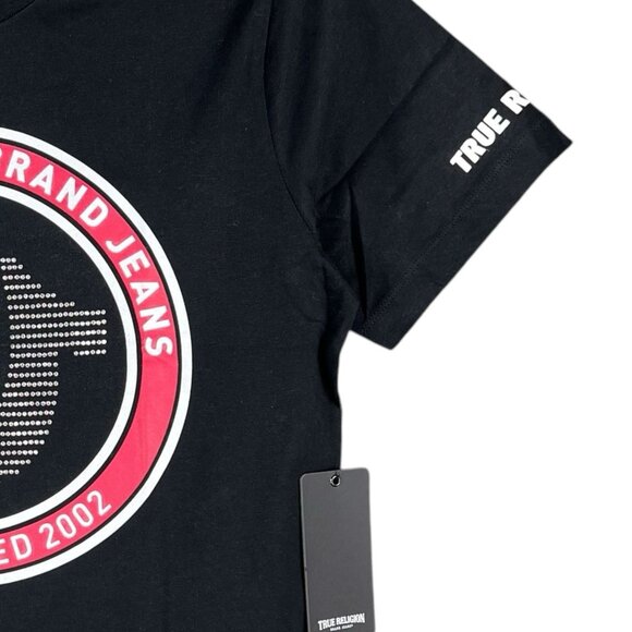 True Religion Men's Jet Black Strike Embellished Short Sleeve T-shirt Medium NWT - Picture 8 of 12